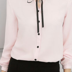 Elegant Bow Tie Chiffon Blouse for Women