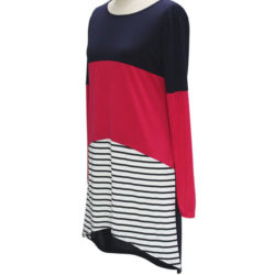 Women Tricolor Long Sleeve Patchwork Dress