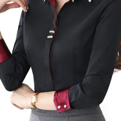 Women’s turn-down collar black  blouse