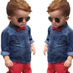 Baby Boys Cotton Denim Long Sleeve Shirt