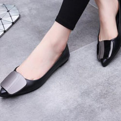 Metal Buckle Flat Shoe