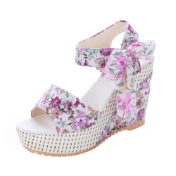 Wedge Lace Belt Bow Platform